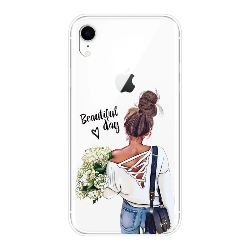 

For iPhone 6 S 6S 7 8 X XR XS Max Case Silicone Black Girl Baby Women Mom Soft Cover For Apple iPhone 8 7 6S 6 S Plus Phone Case