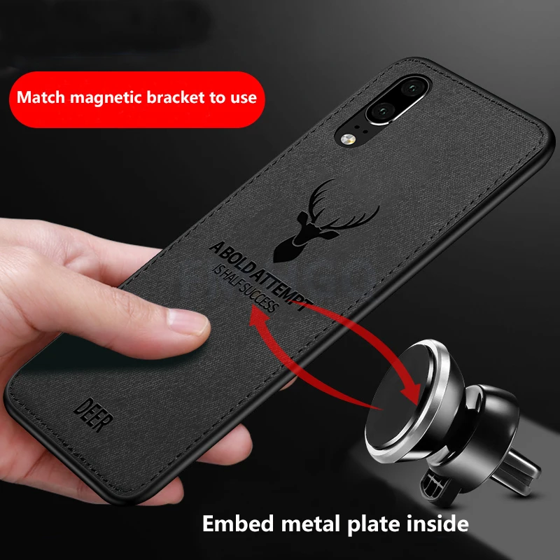 hot cloth texture deer 3d soft tpu magnetic car case for samsung galaxy a20 built in magnet plate case for a51 a71 a50 a70 cover free global shipping