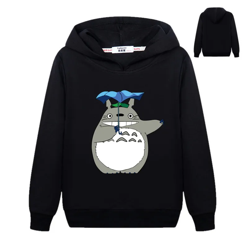 Новая Милая Толстовка totoro для мальчиков, повседневные топы с 3D рисунком в стиле Харадзюку, пуловер с капюшоном для девочек, одежда для студентов - Цвет: Black