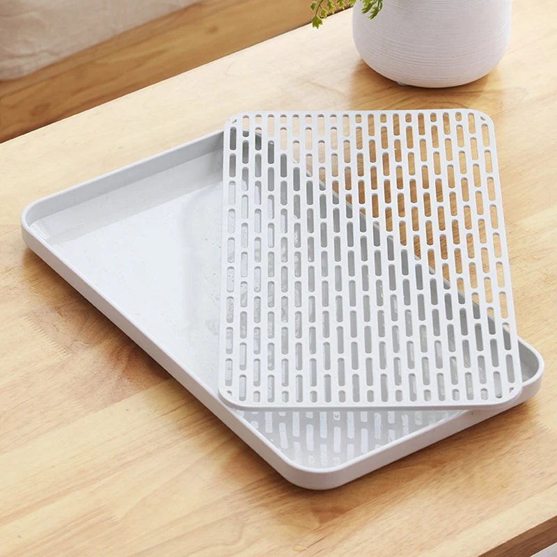 Kitchen Organizer Cup Storage Tray Double Layer Dish Drainer Fruit Vegetable Water Drain Racks Washing Drying Rack Serving Plate