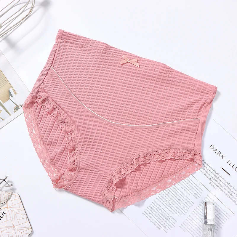 Bragas de maternidad de algod&oacute;n para mujeres embarazadas, ropa interior de cintura alta de encaje, bragas de embarazo de 40-110KG, 2 piezas, M-5XL-4