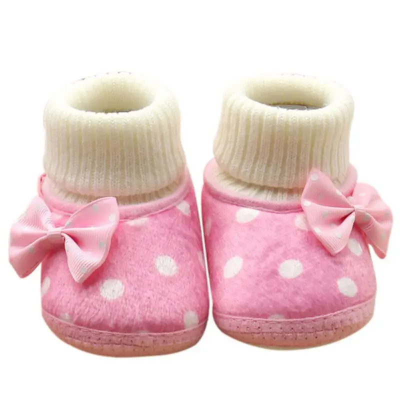 

Newborn Infant Toddler Baby Girls Shoes Bow knot Fleece Snow Boots Winter Princess Booty First Walker Prewalkers New