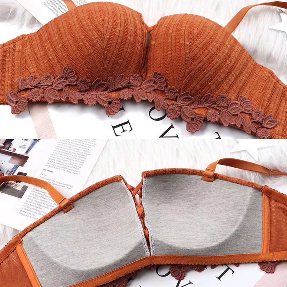 Женский пуш-ап сексуальный бюстгальтер четырехконтурная чашка Вышитый