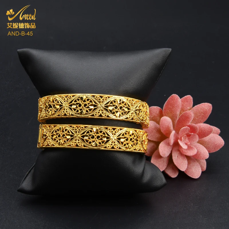 

Dubai 24k Gold Plated Bangles Luxury Indian Bangle African Women Hard Bracelets Charm Wedding Ethiopian Arabic Hand Jewelry