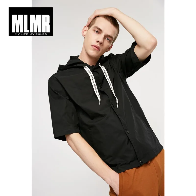 JackJones мужская Свободная рубашка с капюшоном воротником стойкой и буквенным