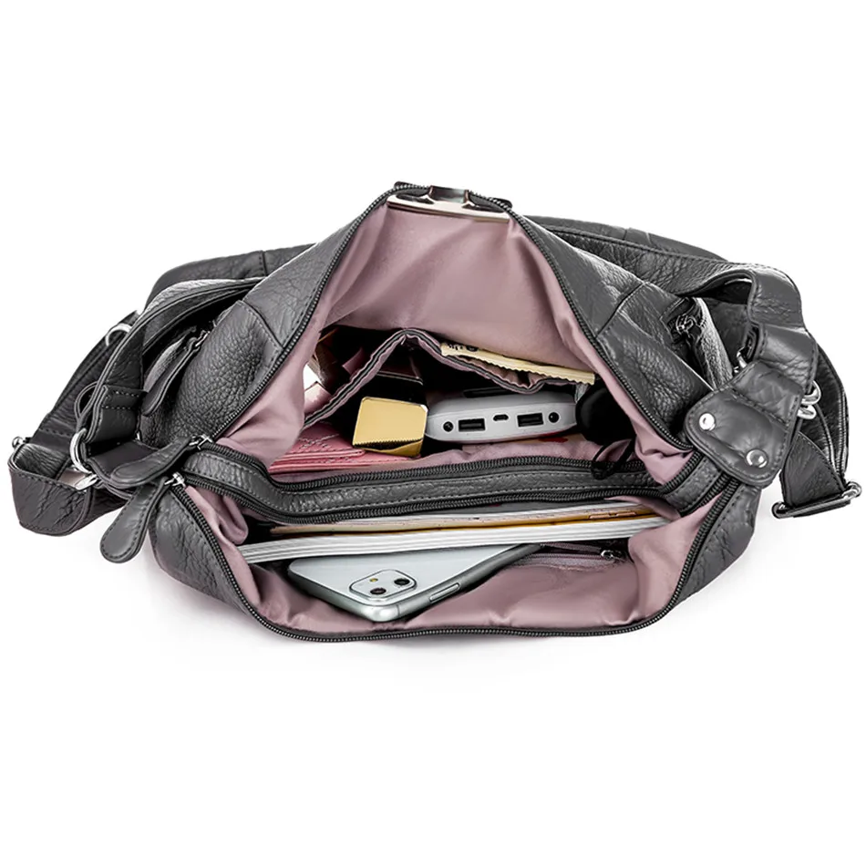

Casual Soft Leather Luxury Handbags Women Bags Designer Multifunction Shoulder Bags for Women Large Capacity Travel Back Pack