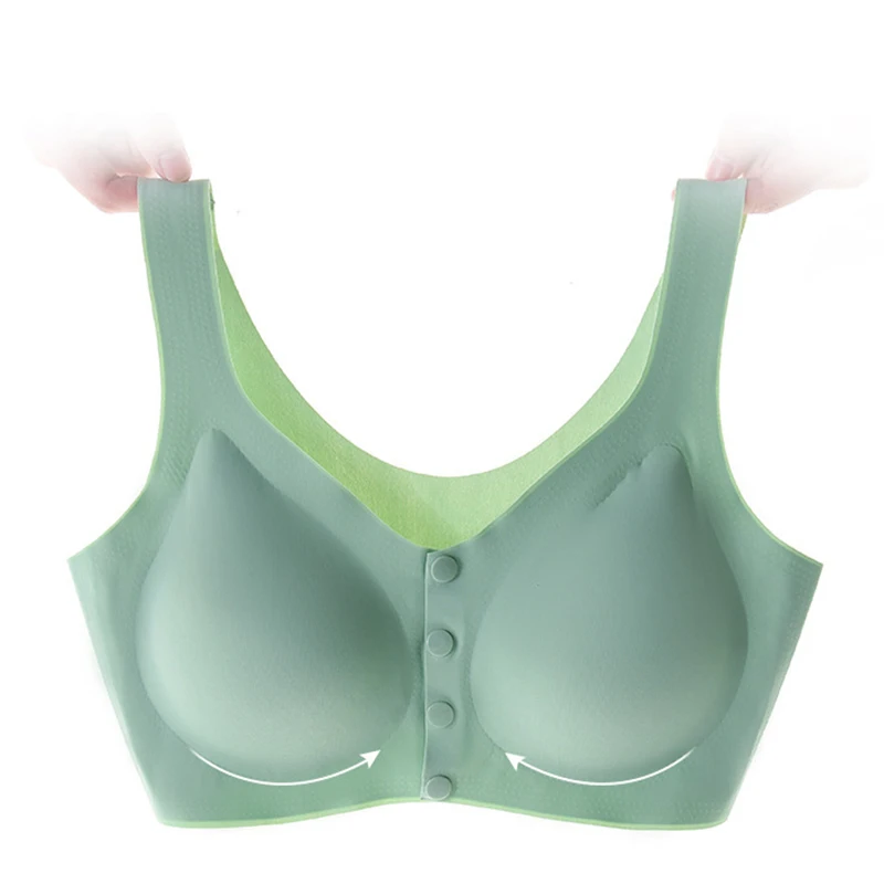3pcs/set Plus Size Front Button Breathable Pure Color Latex Bra No Steel Ring Comfortable Pregnant Mother's Vest-style Underwear