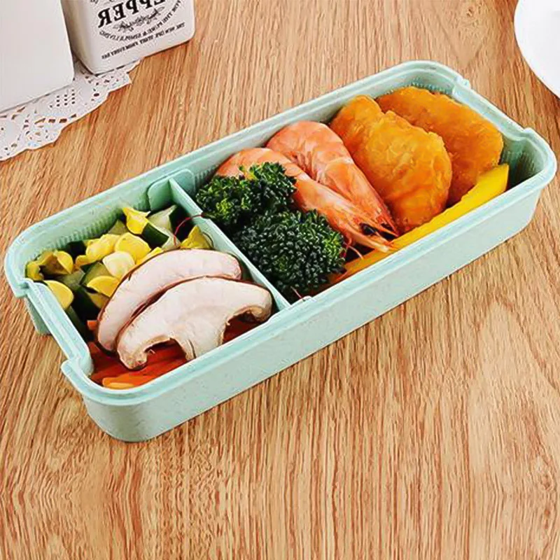 2 Layer Japanese Food Storage Container Wheat Straw Bento Lunch Box For School Kids Leak Proof Microwave Dinnerware | Дом и сад