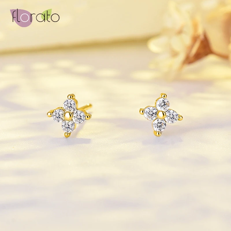 Женские серьги гвоздики из серебра 925 пробы золотого/серебряного/розового