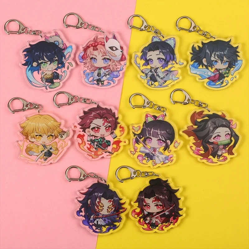 

1 Pcs New Anime Demon Slayer Kimetsu No Yaiba Keychains Figure Kamado Tanjirou Nezuko Tomioka Giyuu Acrylic Pendant Keyring Toys