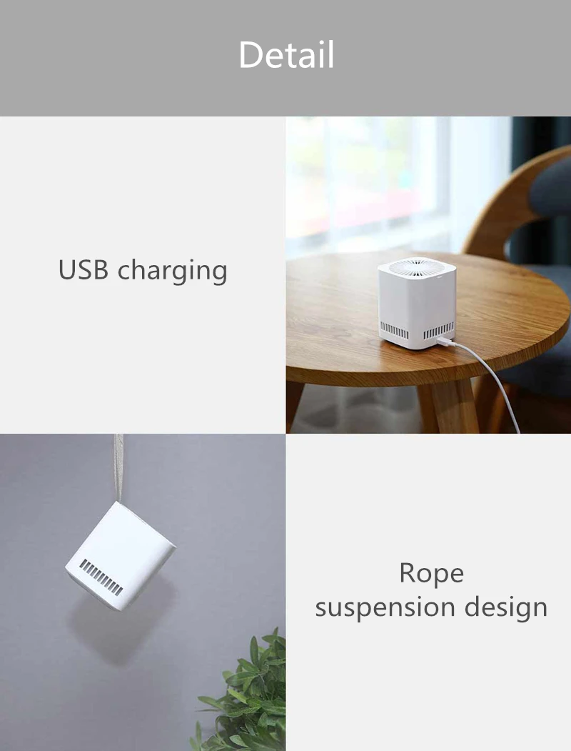 XIAOMI Mini очиститель воздуха Очищает формальдегид фотокатализатор без расходных материалов usb зарядка беспроводной подходит для автомобилей и дома