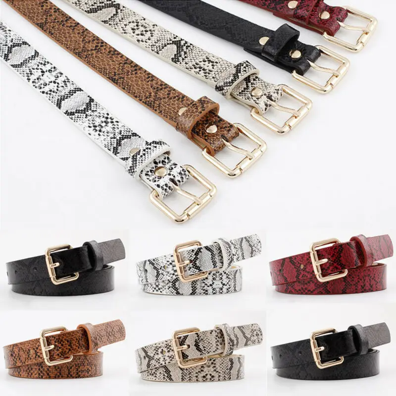 Ремень в стиле бохо Женский модный винтажный однотонный черный кожаный пояс с