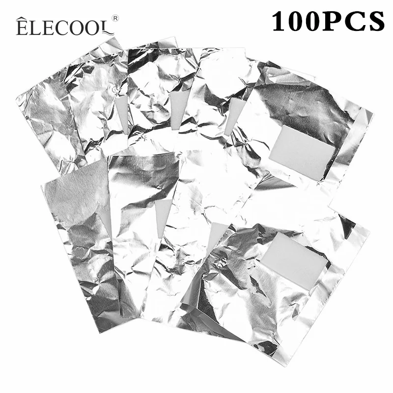 ELECOOL 100 шт. алюминиевый Фольга лак искусство впитывающийся для Ногтей Акрил Гель