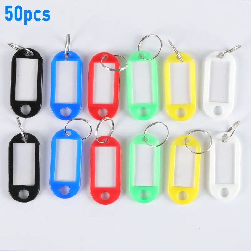 50 шт./упак. ключевые теги Пластик брелоки идентификационные метки имя ключ с