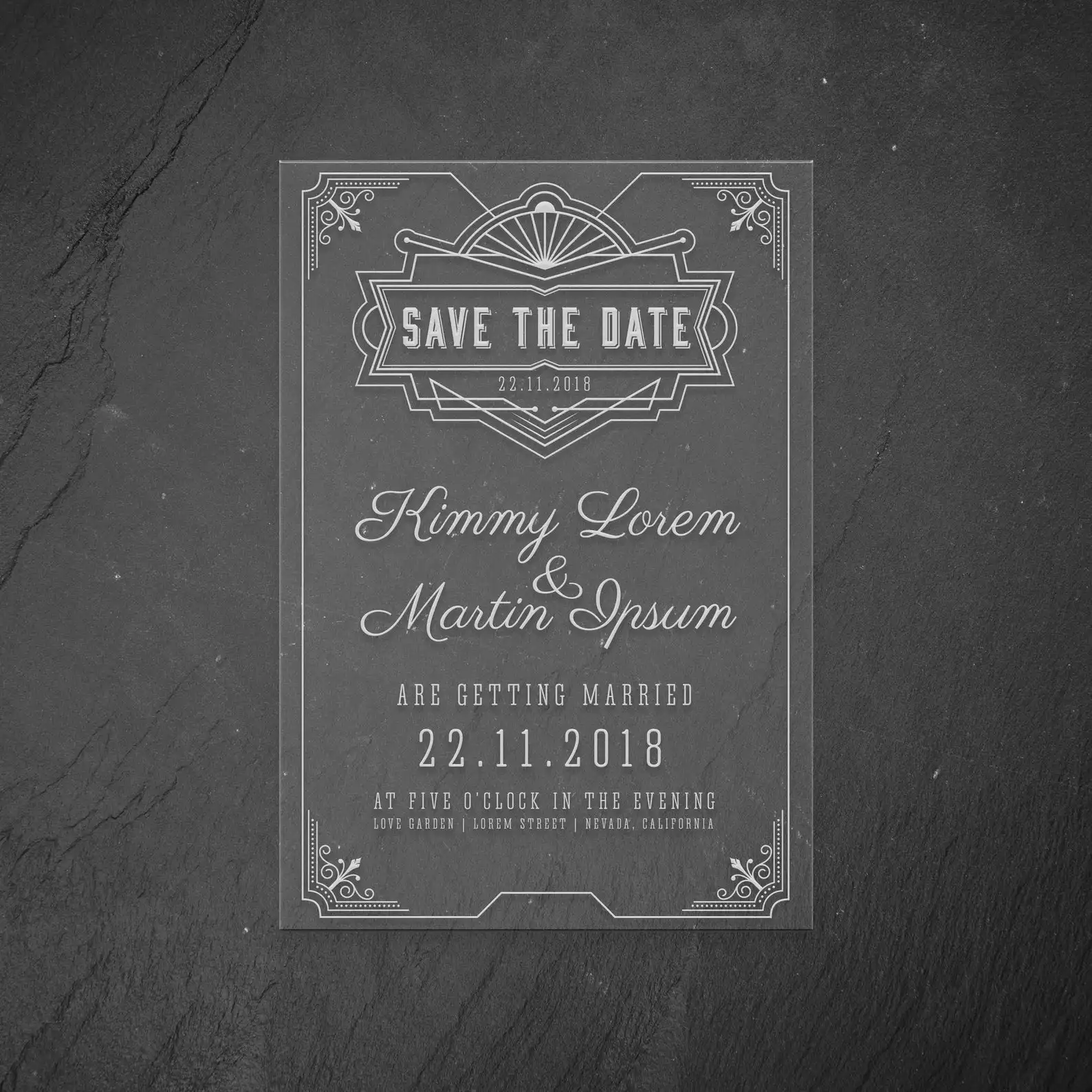 Индивидуальное акриловое приглашение идеально подходит для свадьбы дня