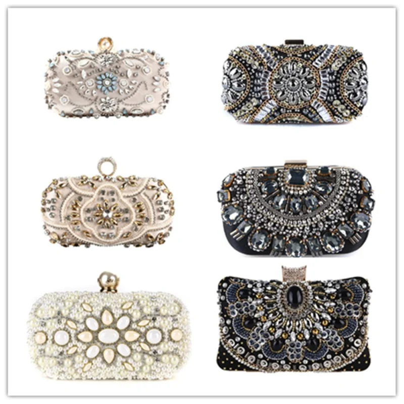 Jewellery Evening Bag New handmade vintage rhinestone banquet evening bag fashion beaded clutch bag one-shoulder cross-body bag