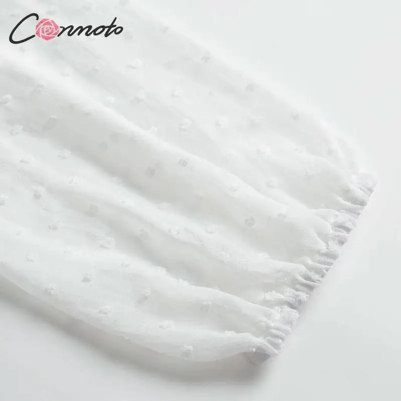 Conmoto элегантные женские белые короткие вечерние платья осенне-зимние модные шифоновые мини-платья в горошек с длинным рукавом и бантом Vestidos