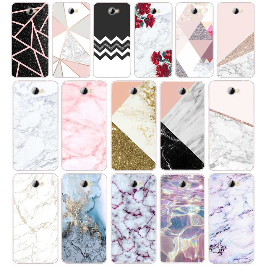 56 Pink Blue Ink Marble Silicone TPU Cover Phone Case On Case For Huawei Y3 II Y5 II Nova 5T GR3 P40 Lite E Case Soft