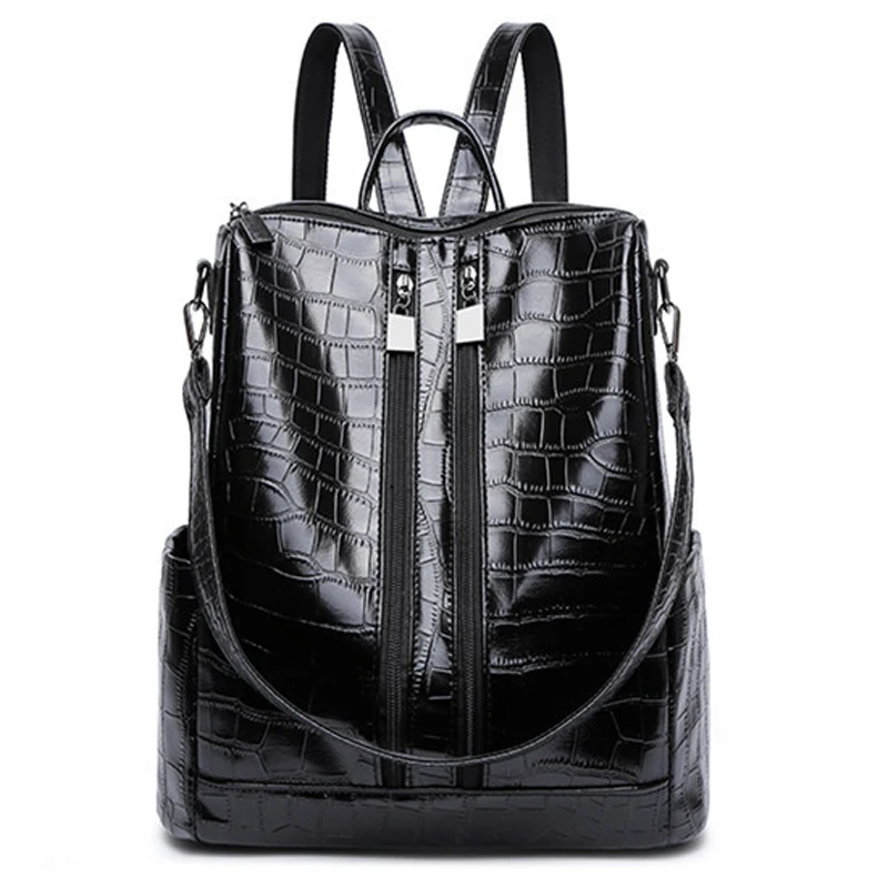 

Natural Leather Grid Backpack Women Bag Luggage Bags Lady Pack Bag Stripe Women Shoulder Bags Female Rucksack Large Capacity