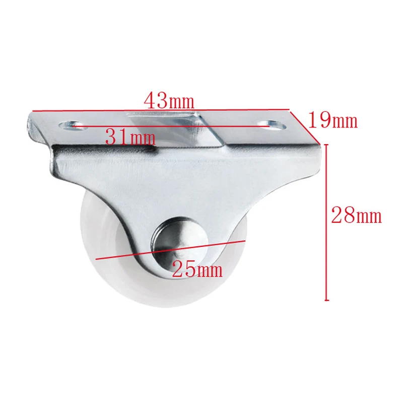 White Rail Fixed Casters Small Way Wheel Furniture Plastic Directional Wear-resistant Table and cabinet bottom pulley | Обустройство
