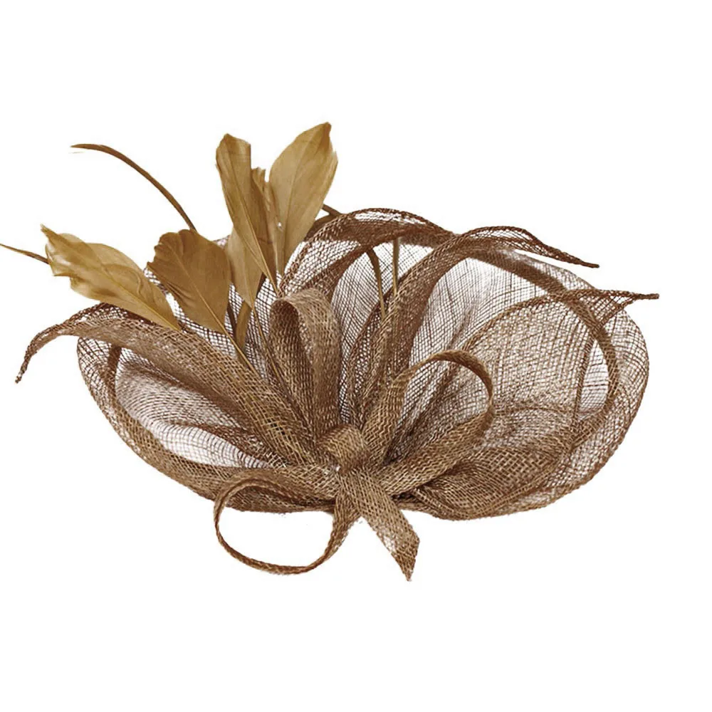 Женская модная свадебная сетчатая шляпа Вуалетка с сетчатыми лентами и перьями