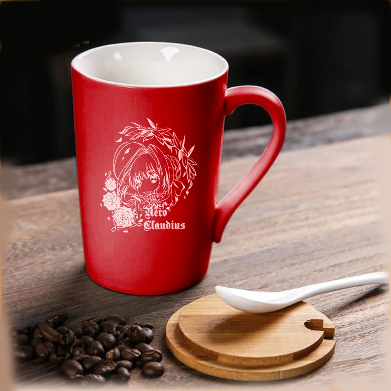 1pcs Red Anime Fate/Extra Cartoon Saber Bride Printed Ceramics Coffee Mug Water Milk Cup Cosplay Prop Home Decor Boy Girl Gift |