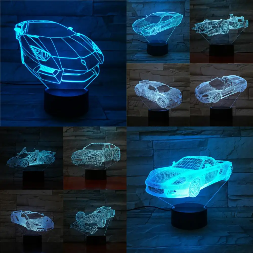 2019 крутая светодиодная 3d лампа Supercar с USB модный большой туристический автомобиль