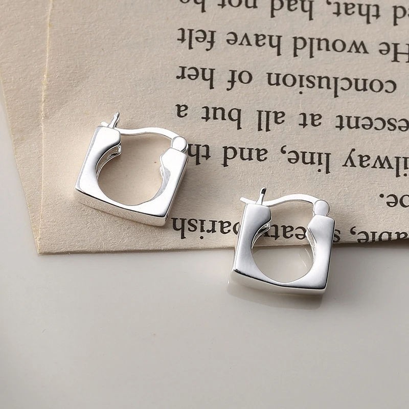 

Silvology Real 925 Sterling Silver Square Stud Earrings for Women Thick Industrial Style Minimalist Earrings Fashionable Jewelry