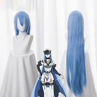akame ga kill jaegers esdeath cosplay wig long straight blue wig heat resistant synthetic hair wig cap halloween party props
