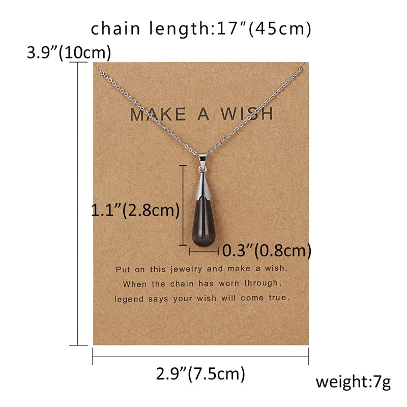Make a Wish paper модное ожерелье с кулоном из натурального камня для женщин винтажное ожерелье с кулоном в виде дельфина в форме капли воды очаровательное ювелирное изделие в подарок