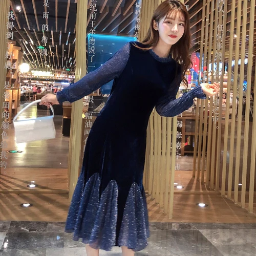 Модное женское платье в Корейском стиле летнее с длинным рукавом Короткие