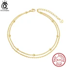 Браслет на ногу ORSA JEWELS, из стерлингового серебра 925 пробы, двухслойный, с бусинами и спутниковым кабелем, SA14