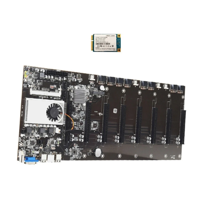 

8 GPU BTC-T37 Mining Motherboard Set PCI-E 16X Slots DDR3 Sodimm with 128G mSATA SSD Supports ETH Ravencoin RVN Dogecoin