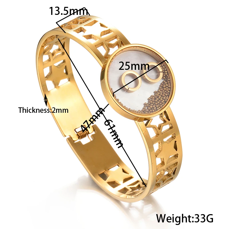 UZone Luxury Hollow Star Transparent Bracelet Stainless Steel Tiny Beads Bangles For Women Birthday Gift Charm Jewelry Bijoux | Украшения и