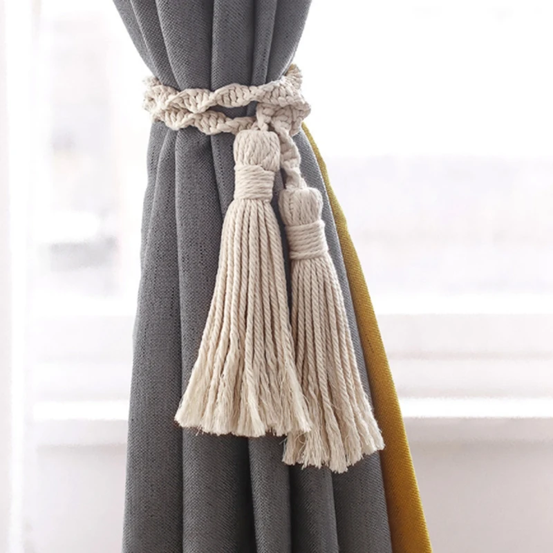 

Curtain Straps Hand-Woven Tassels Tie Ropes Ties Modern Creative Decorative Curtain Buckle Straps, 4PCS