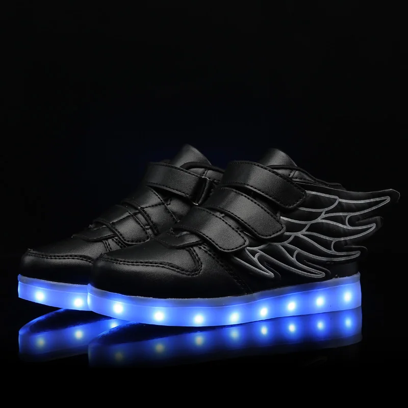 2018 Black Red USB Charging Led Children Shoes With Light Up Kids Casual Boys&ampGirls Luminous Sneakers Glowing Shoe Hook&ampLoop | Детская