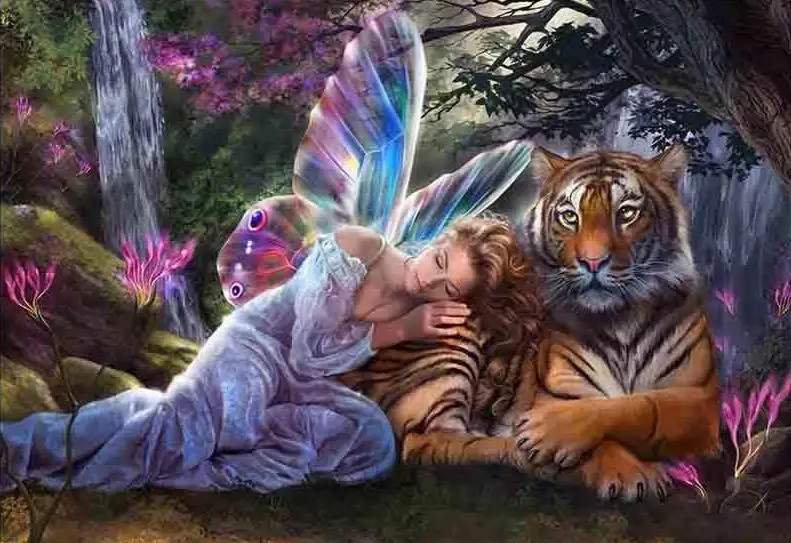 

Diamond Painting Kits - Fairy with Tiger PIX-77