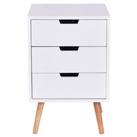 costway set of 2 white side end table nightstand mid century accent wood furniture