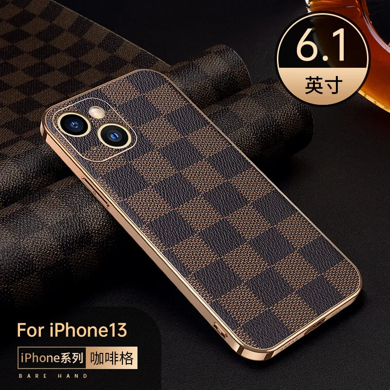 Funda protectora de cuero genuino para tel&eacute;fono m&oacute;vil Iphone, carcasa de lujo de cuero de vaca, a la moda, para modelos 13, 12, 12pro, 13pro, Max-3