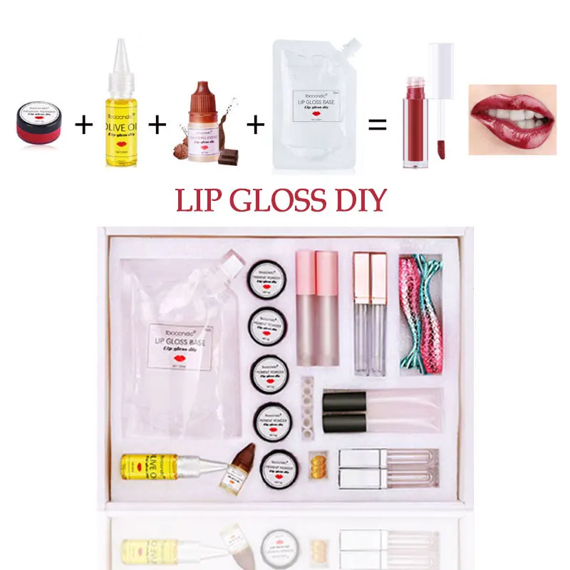 

New Moisturizing DIY Lip Gloss Material Kit Lipgloss Base Gel Pigment Powder Olive Oil Flavor Essence Handmade Makeup