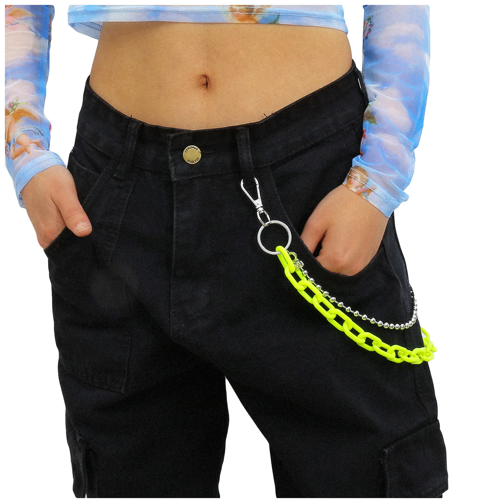 2021 панк хип-хоп брюки цепочкой красивые уличные женские шикарный стиль мужские и