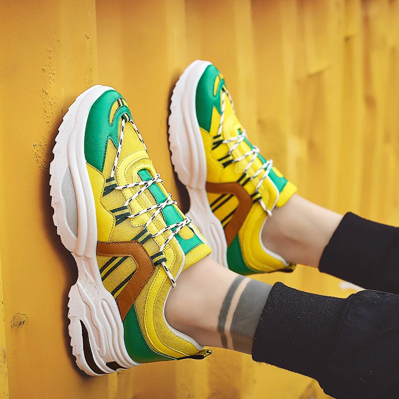 2019 Hot Style Men Sneakers Height Increasing Yellow Running Shoes Breathable Jogging Colors Sport Male Fitness Cool Shoe | Обувь