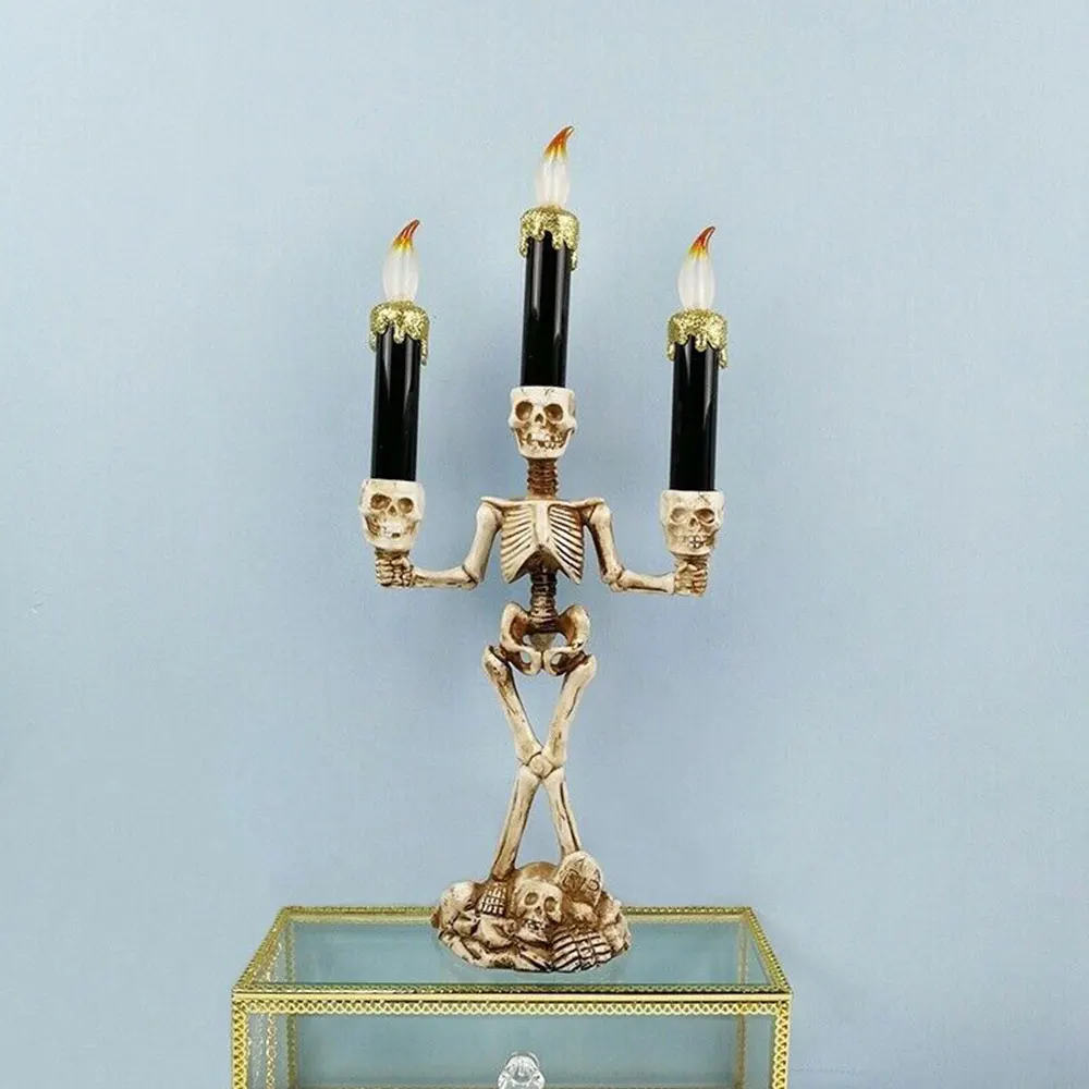 Подсвечник с черепом для Хэллоуина Креативный светодиодный светильник Скелетон