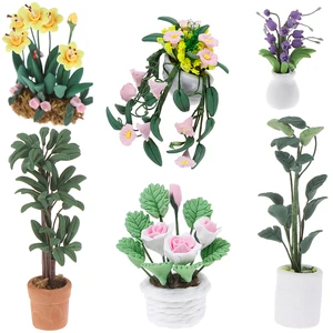 Миниатюрный Кукольный дом 1:12, сказочное украшение для сада, Горшечное растение, цветочный горшок, кукольный домик, модель бонсая, детская игрушка для игр