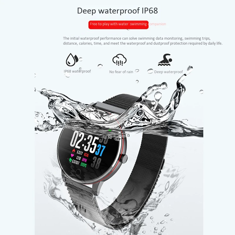 Y9 Смарт-часы для мужчин водонепроницаемые тонкий металлический ремешок тела