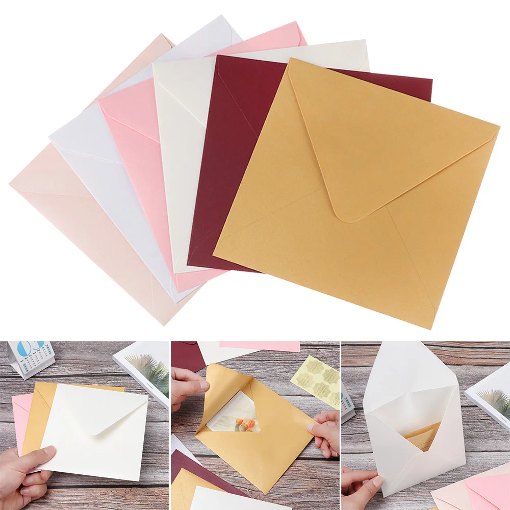 10 шт. Креативные квадратные бумажные конверты многоцветные перламутровые открытки с вложенными жемчужными бумагами для сообщений и деловых подарков