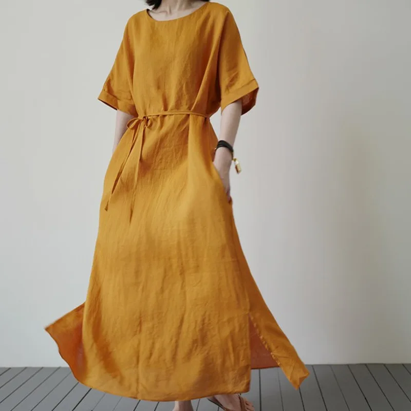 LANMREM летнее хлопковое и льняное платье для женщин 2021 корейская мода новое