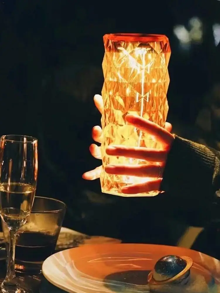 LED de cristal de diamante l&aacute;mpara de mesa por USB l&aacute;mpara de mesita de noche luz decorativa para noche para restaurante dormitorio decoraci&oacute;n del hogar-1