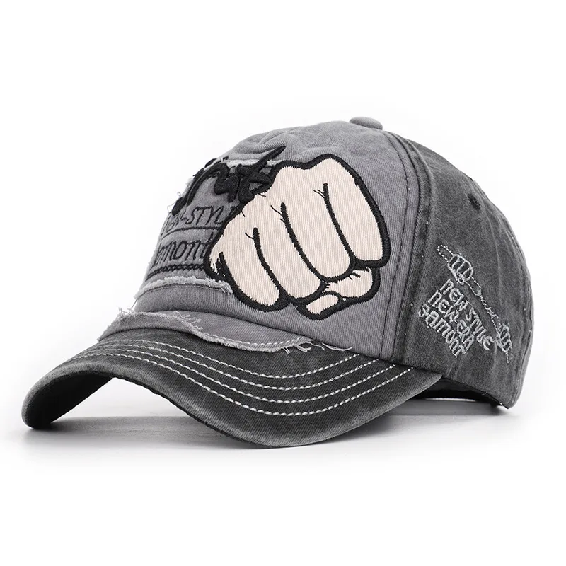 

Бейсболка мужская и женская с вышитыми буквами, ретро шапка с мытым узором в виде кулака, уличная шапка, весна-лето