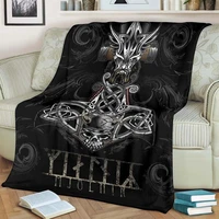 viking style skull print sherpa blankets fashion flannel 3d bed blanket sofa warm luxury furry blanket sb19